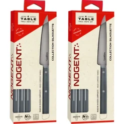 Lot de 2 coffrets de 4 couteaux de table Silhouette bleu-gris Nogent