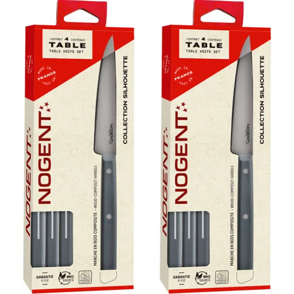 Lot de 2 coffrets de 4 couteaux de table Silhouette bleu-gris Nogent