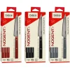 Lot de 3 coffrets de 4 couteaux de table Silhouette rouge vin, bleu-gris et noir Nogent