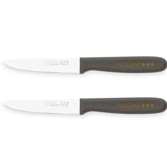 Lot de 2 couteaux office 9 cm taupe Nogent