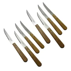 Lot de 8 couteaux à steak en olivier Jean Dubost