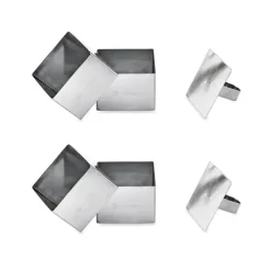 Lot de 4 emportes pièces carrés en inox avec poussoir Mathon