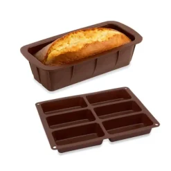 Lot de 1 Flexi'Moule Cake et 1 Flexi'plaque 6 petits cakes en silicone Mathon
