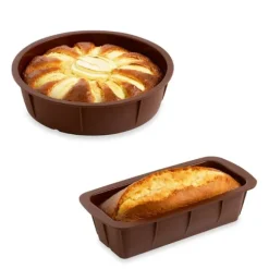 Lot de 2 Flexi'Moules en silicone - 1 cake 24 cm et 1 rond 24 cm Mathon