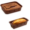 Lot de 2 Flexi'Moules en silicone - 1 rectangle 28 cm et 1 cake 24 cm Mathon