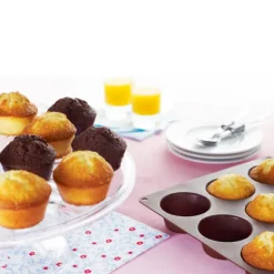Lot de 2 Flexi'moules : 1 plaque 12 muffins + 1 plaque 6 cakes Mathon