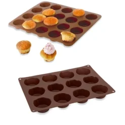 Lot de 2 Flexi'plaques en silicone 12 muffins et 20 mini-muffins Mathon