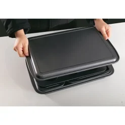Lot de 5 moules à gâteau empilables en acier antiadhérent et d’un couteau à génoise spatule à glaçage Mathon
