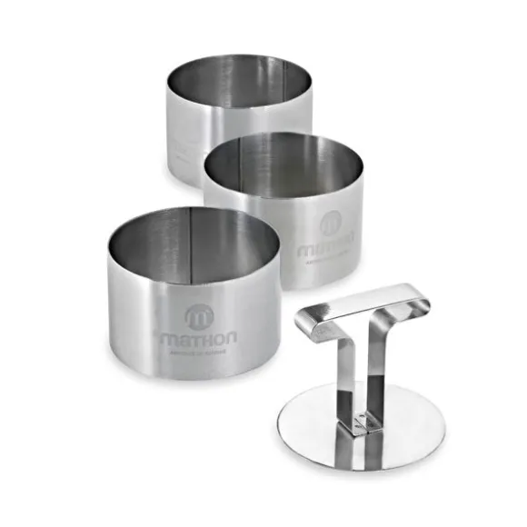 Lot de 4 pinces à dresser de précision et de 3 cercles de présentation avec poussoir en inox Mathon