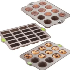 Lot de 3 plaques Rigiflex : 20 mini financiers, 12 muffins et 12 canelés Mathon