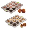 Lot de 2 plaques Rigiflex' : plaque 12 muffins et plaque 12 canelés Mathon