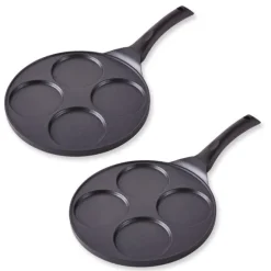 Lot de 2 poêles 4 blinis ou pancakes à induction 26,5 cm Mathon