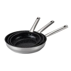 Lot de 3 poêles en inox avec revêtement céramique 20, 24 et 28 cm Kitchenpro