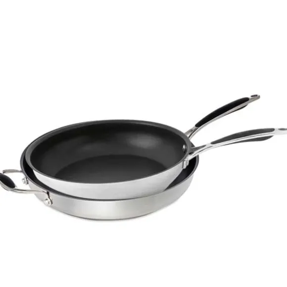 Lot de 2 poêles inox antiadhérentes Excell'Inox 28 et 32 cm Mathon