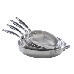 Lot de 4 poêles tout inox 20, 24, 28 et 32 cm Excell'Inox Mathon