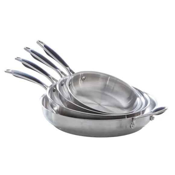 Lot de 4 poêles tout inox 20, 24, 28 et 32 cm Excell'Inox Mathon