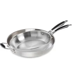 Lot de 2 poêles tout inox 20 et 32 cm Excell'Inox Mathon