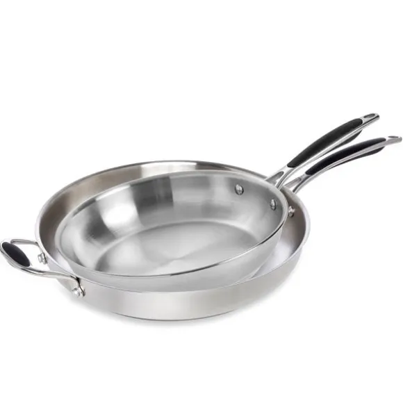 Lot de 2 poêles tout inox 20 et 32 cm Excell'Inox Mathon