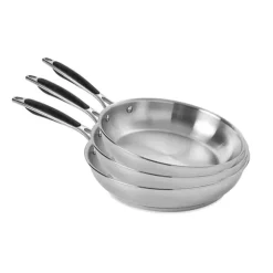 Lot de 3 poêles tout inox 20, 24 et 28 cm Excell'Inox Mathon