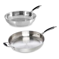 Lot de 2 poêles tout inox Excell’Inox 28 et 32 cm Mathon