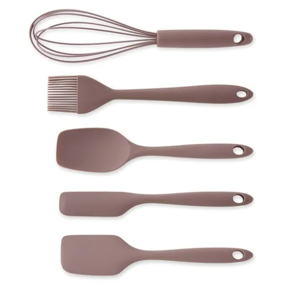 Lot de 5 ustensiles antirayures en silicone taupe Mathon