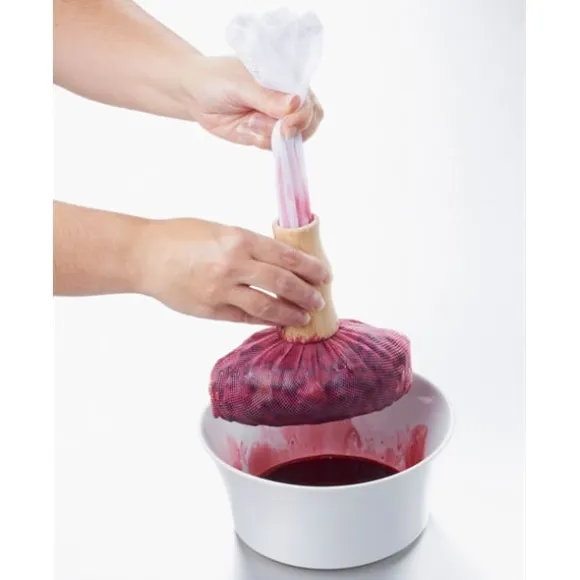 Lot faire son coulis : mousseline à gelée, entonnoir et 100 étiquettes