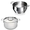 Lot faitout inox Chef 20 cm avec couvercle et multi passoire vapeur Beka