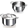 Lot faitout inox Chef 16 cm avec couvercle et multi passoire vapeur Beka