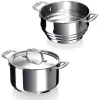 Lot faitout inox Chef 18 cm avec couvercle et multi passoire vapeur Beka