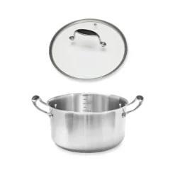 Lot faitout inox Excell’Inox 24 cm et couvercle en verre Mathon