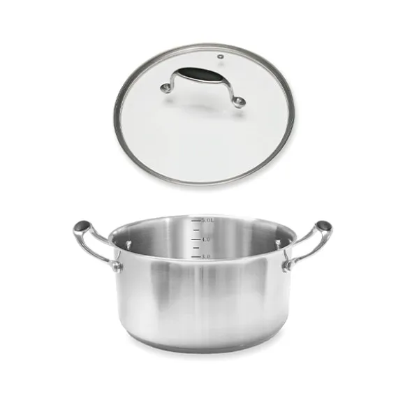 Lot faitout inox Excell’Inox 24 cm et couvercle en verre Mathon