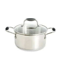 Lot faitout inox Excell’Inox 20 cm et couvercle en verre Mathon