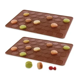 Lot 2 Flexi' plaques silicone 36 coques mini-macarons Mathon