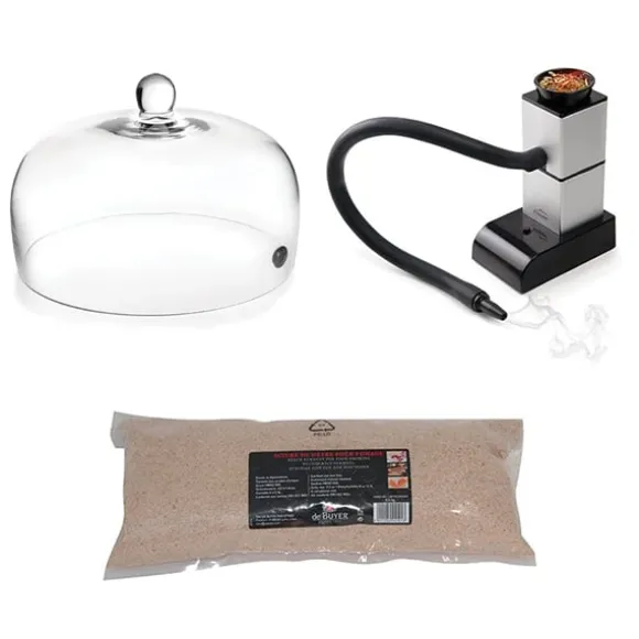 Lot fumoir avec cloche 26 cm et sciure de hêtre pour fumage