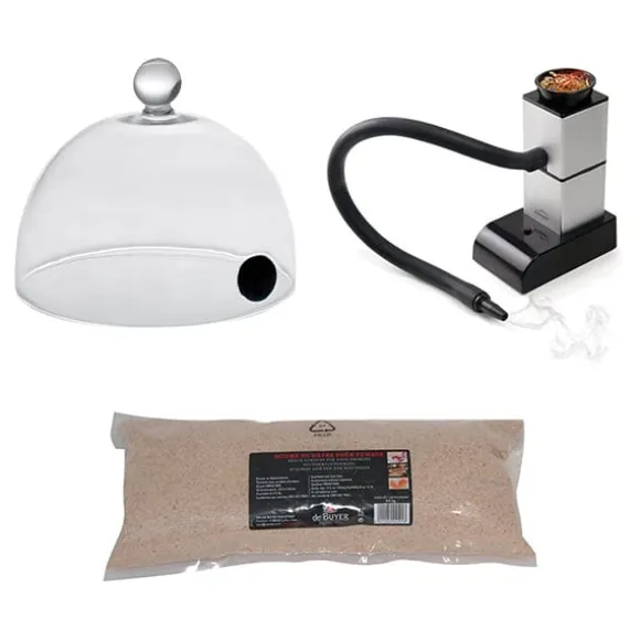 Lot fumoir avec cloche 17 cm et sciure de hêtre pour fumage