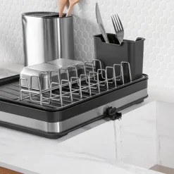 Lot égouttoir extensible 51 cm et organisateur d’évier en inox Mathon