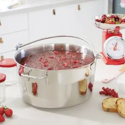 Lot marmite à confiture ou crustacé et couvercle inox 30 cm