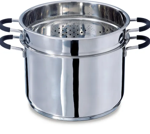 Lot marmite haute inox Rapid Cook avec couvercle et élément vapeur 26 cm 8,5 L Mathon