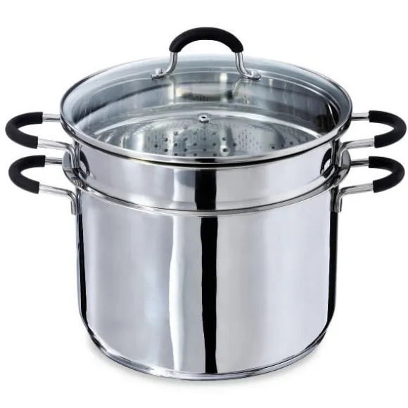 Lot marmite haute inox Rapid Cook avec couvercle et élément vapeur 26 cm 8,5 L Mathon