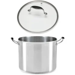 Lot marmite inox Excell’Inox 28 cm et couvercle en verre Mathon