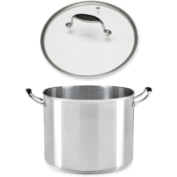 Lot marmite inox Excell’Inox 28 cm et couvercle en verre Mathon