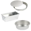 Lot moule à cake rectangulaire, moule rond 28 cm et tourtière 32 cm en fer blanc Gobel