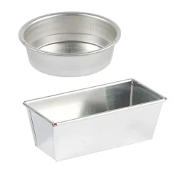 Lot moule à cake rectangulaire et moule rond 24 cm en fer blanc Gobel