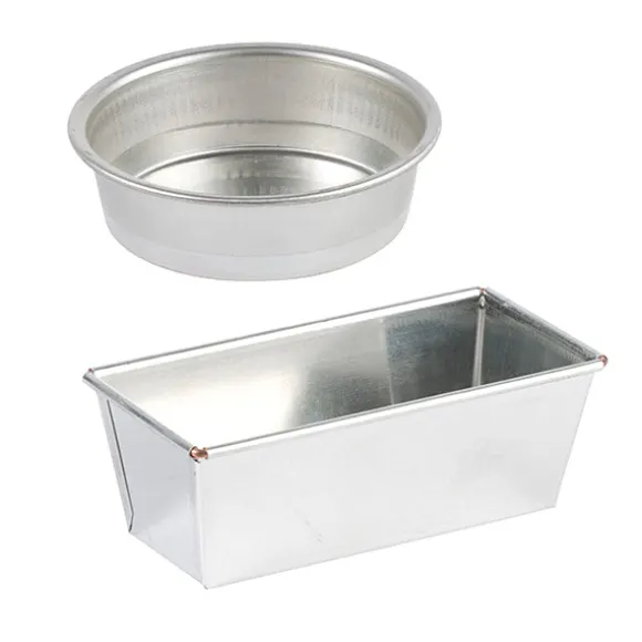 Lot moule à cake rectangulaire et moule rond 24 cm en fer blanc Gobel