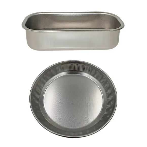 Lot moule à cake rectangulaire 25 cm et moule à tarte rond 24 cm en acier inoxydable Steel Pan