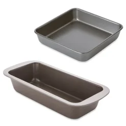 Lot moule à manqué carré 23 cm et moule à cake 25 cm acier revêtement antiadhérent Mathon