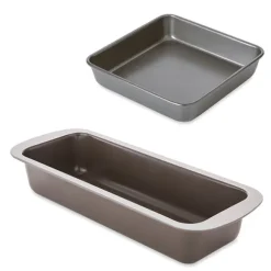Lot moule à manqué carré 23 cm et moule à cake 30 cm acier revêtement antiadhérent Mathon
