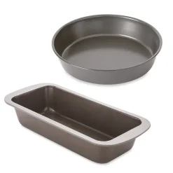 Lot moule à manqué rond 23 cm et moule à cake 25 cm acier revêtement antiadhérent Mathon