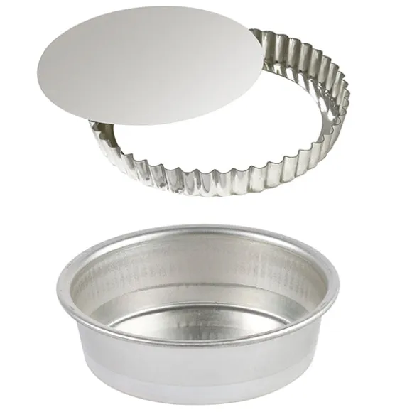 Lot moule rond et tourtière 28 cm en fer blanc Gobel
