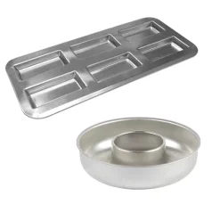 Lot moule à savarin 24 cm et plaque 6 financiers en fer blanc Gobel